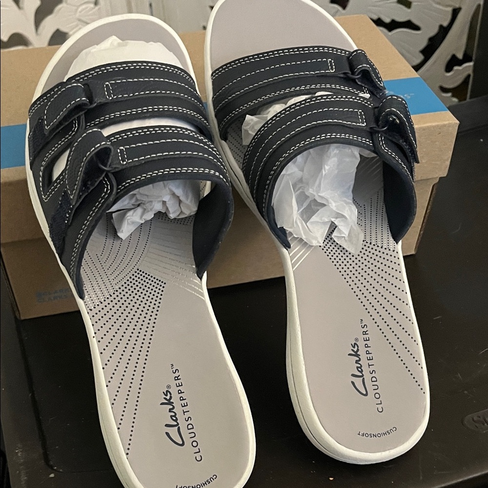 Clarks Women's Navy Slide Sandals